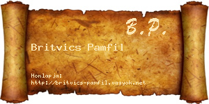 Britvics Pamfil névjegykártya